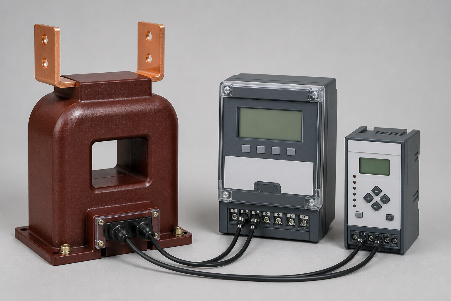 Current transformer connected to an energy meter and protection relay