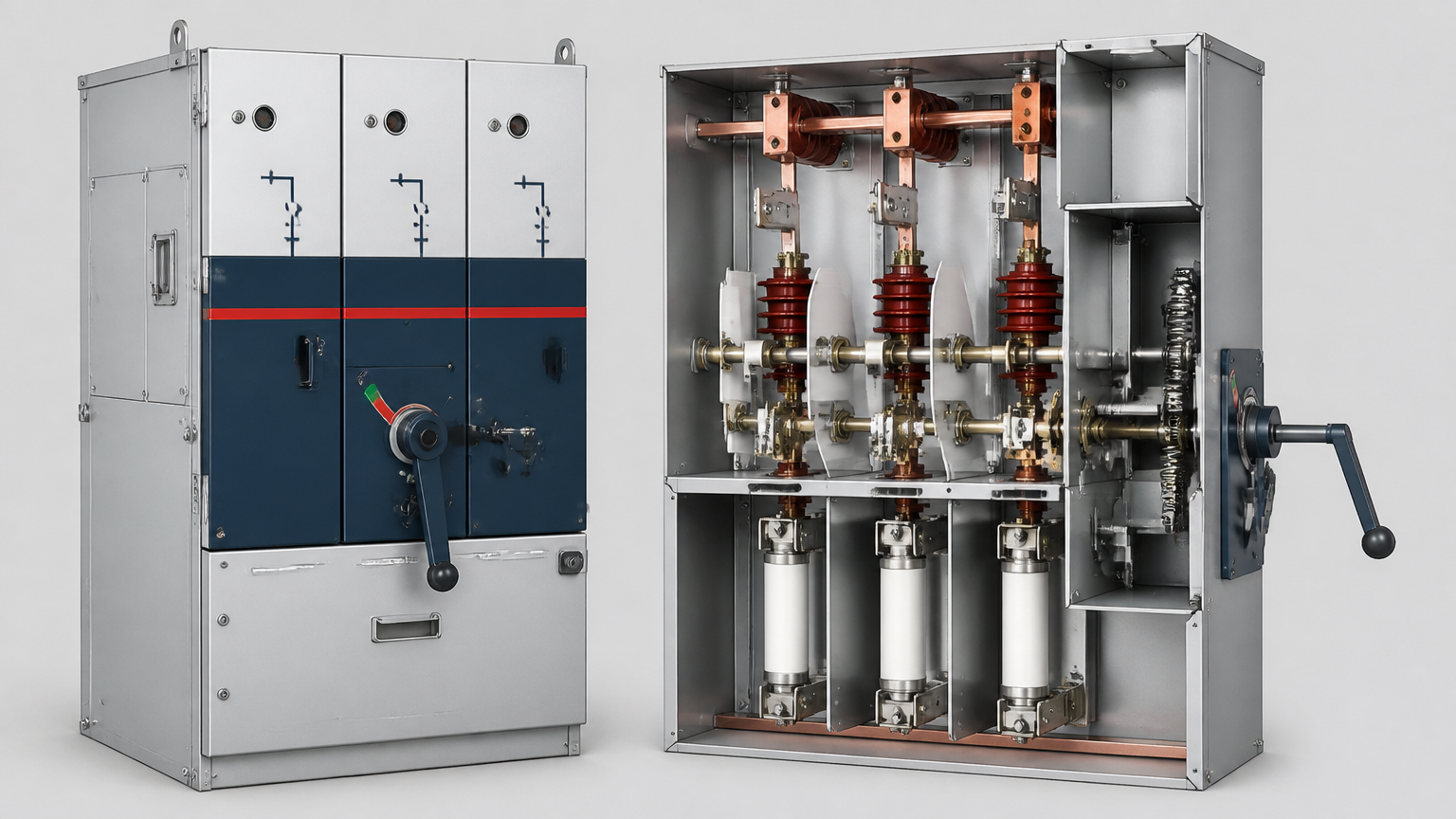 Three-phase load break switch in a ring main unit
