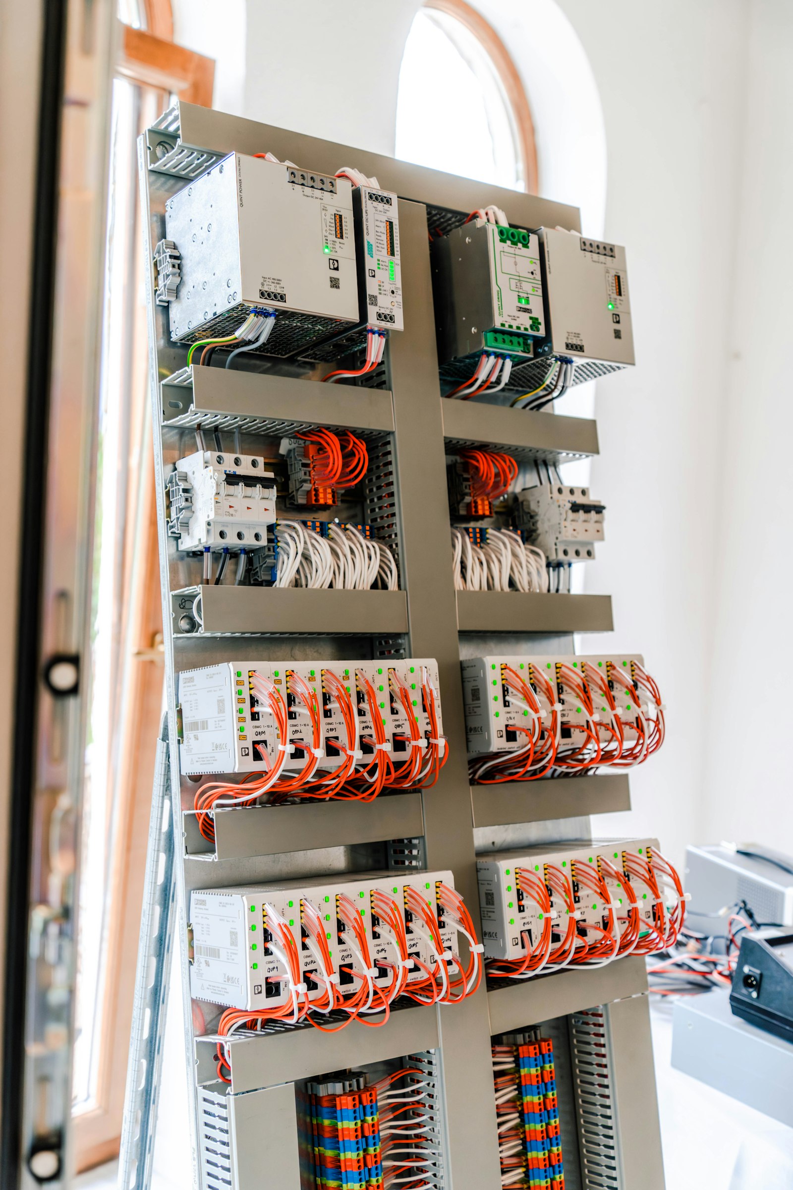 Wiring inside an electrical control panel