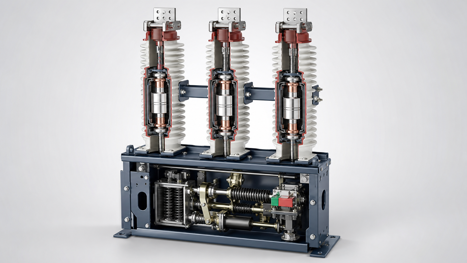 Indoor vacuum circuit breaker with three pole columns
