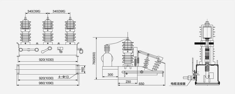 Appearance and installation dimensions (mm)
