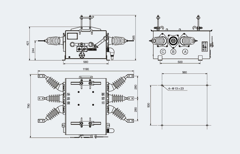 External dimensions and installation dimensions (mm)