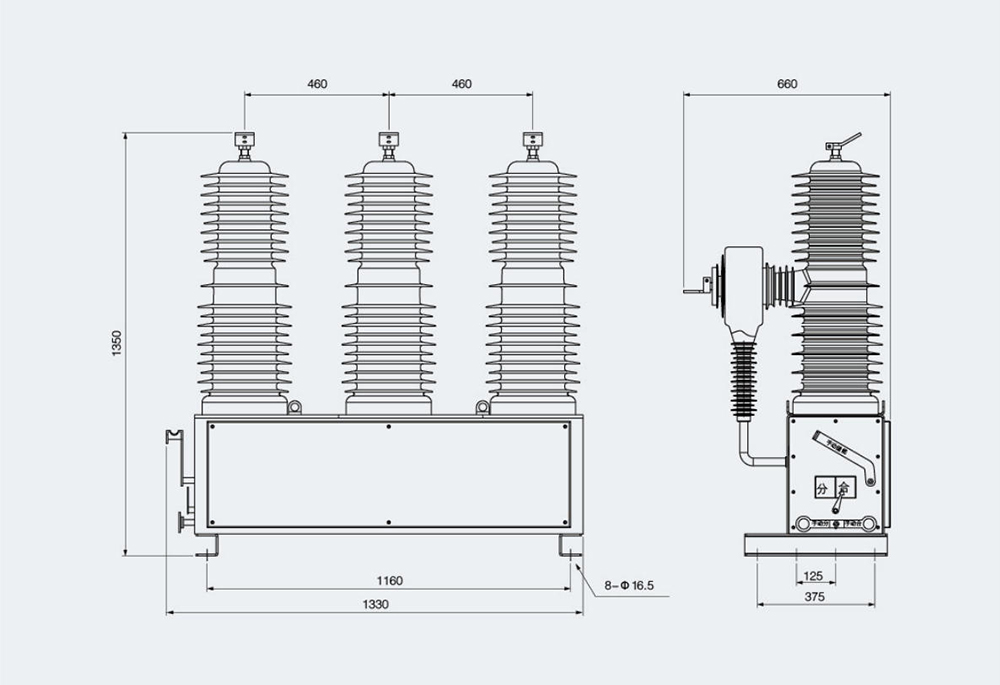External dimensions and installation dimensions (mm)