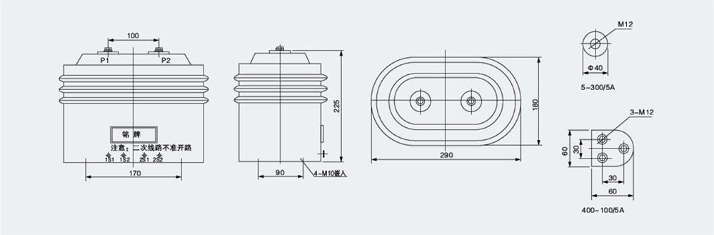 External dimensions and installation dimensions (mm)